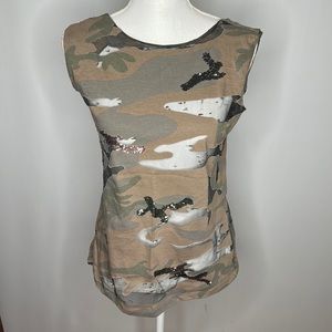 Ermanna Scervino Street camouflage sequins sheer top size 10 unique top